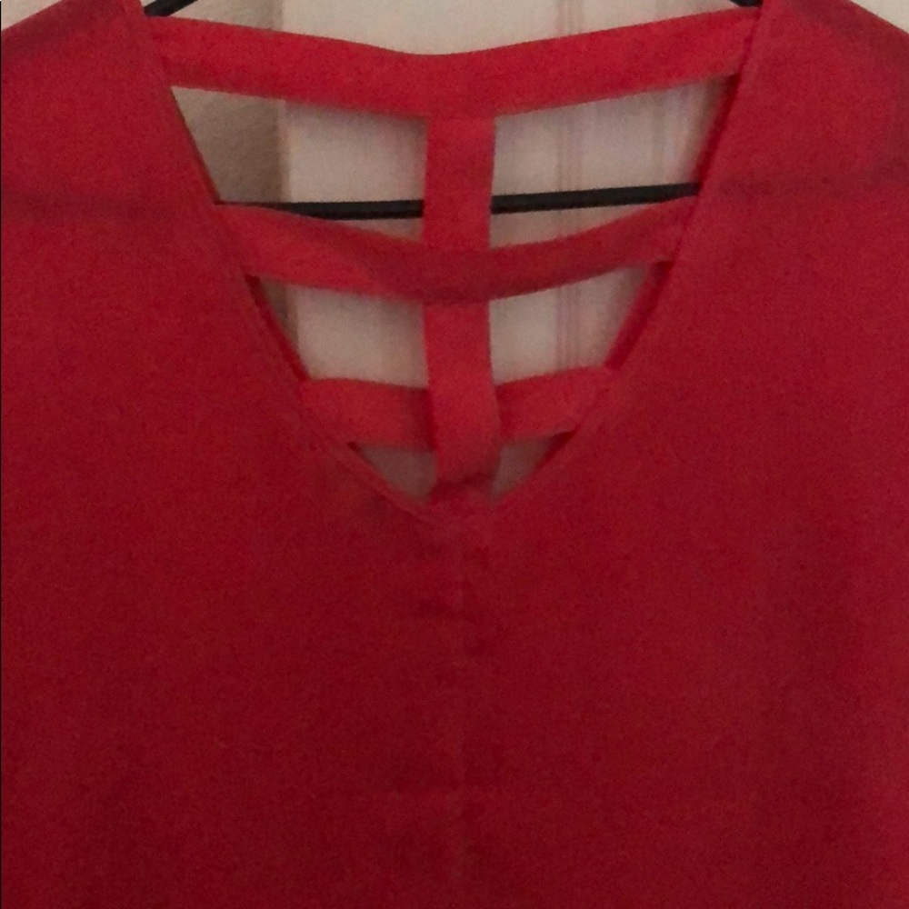Hot pink, sheer top with strappy back. - Picture 3 of 3